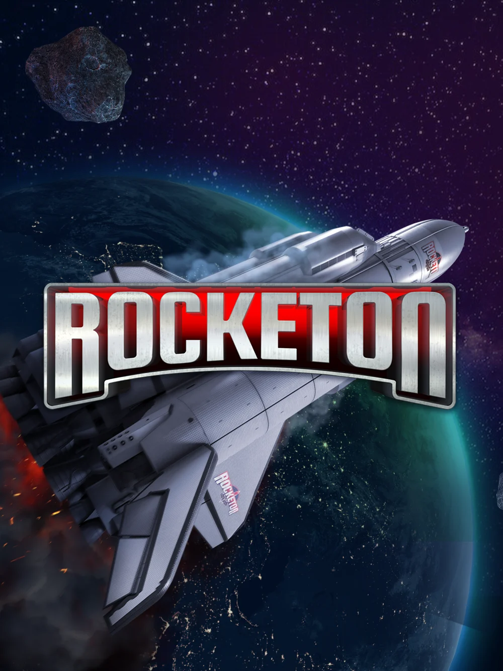 Portada espacial con cohete y sensación de impulso al premio